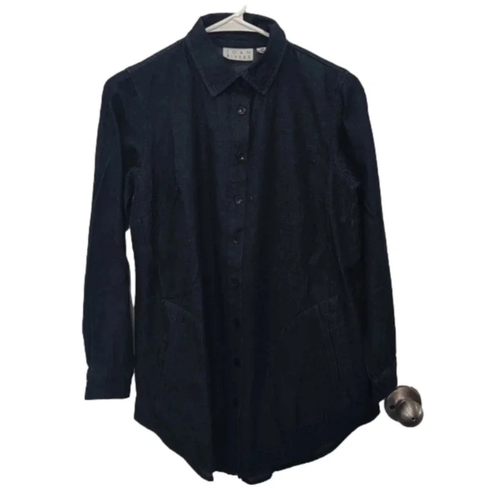 Joan Rivers Regular Vintage Washed Denim Shirt with Pockets